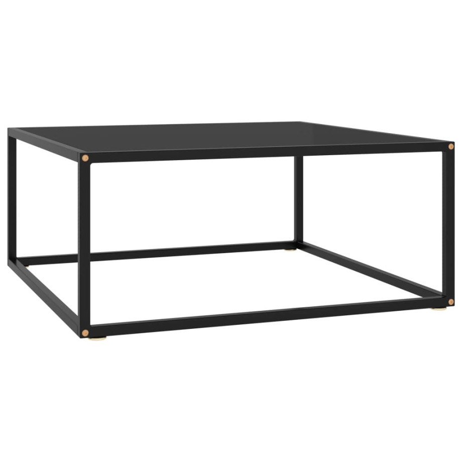 vidaXL Salontafel met zwart glas 80x80x35 cm zwart afbeelding 1