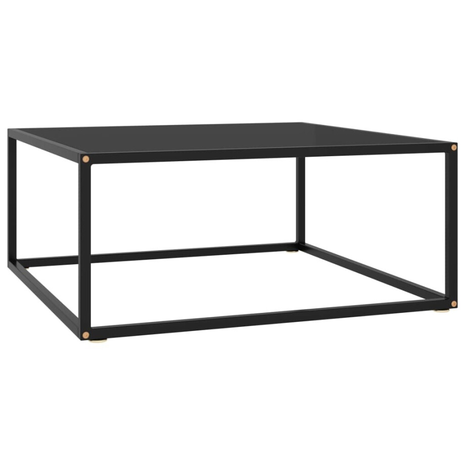 vidaXL Salontafel met zwart glas 80x80x35 cm zwart vidaXL Salontafel met zwart glas 80x80x35 cm zwart afbeelding 1