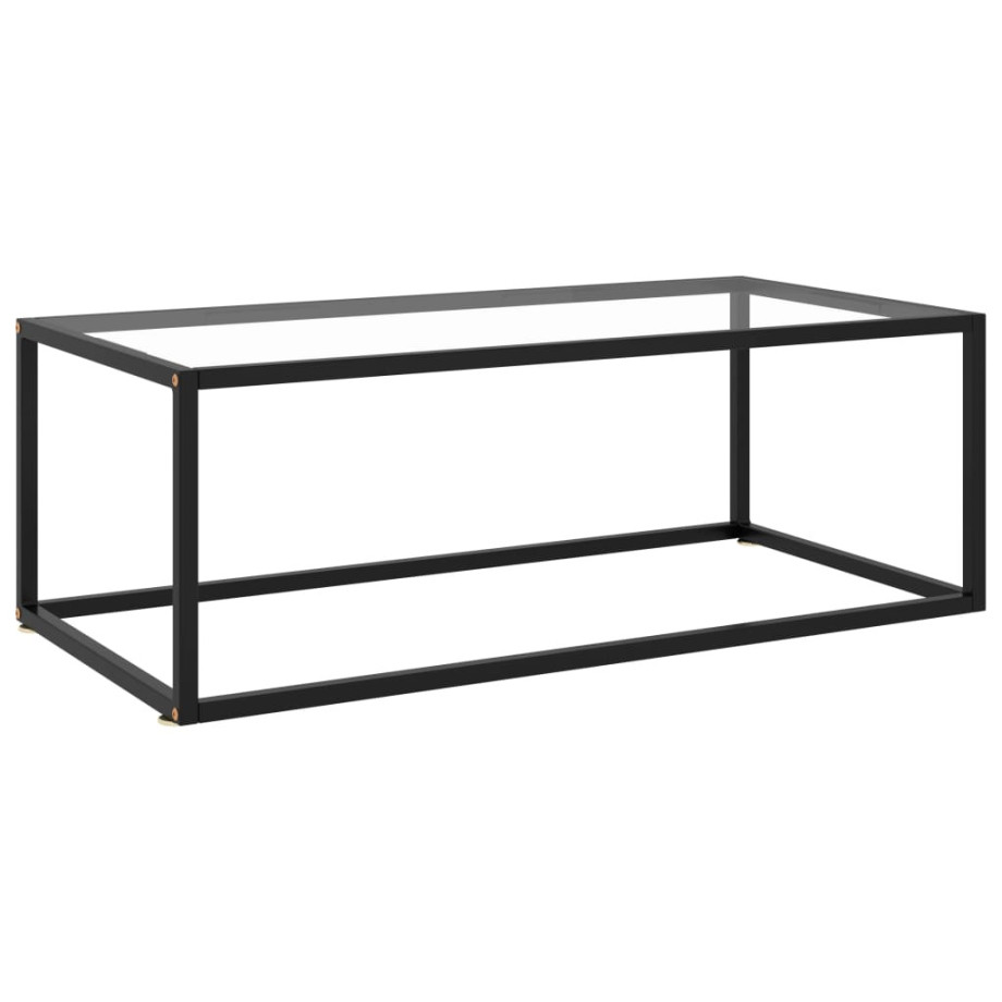 vidaXL Salontafel met gehard glas 100x50x35 cm zwart afbeelding 1