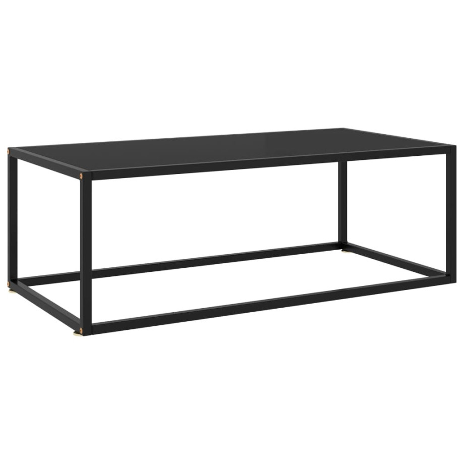 vidaXL Salontafel met zwart glas 100x50x35 cm zwart afbeelding 1