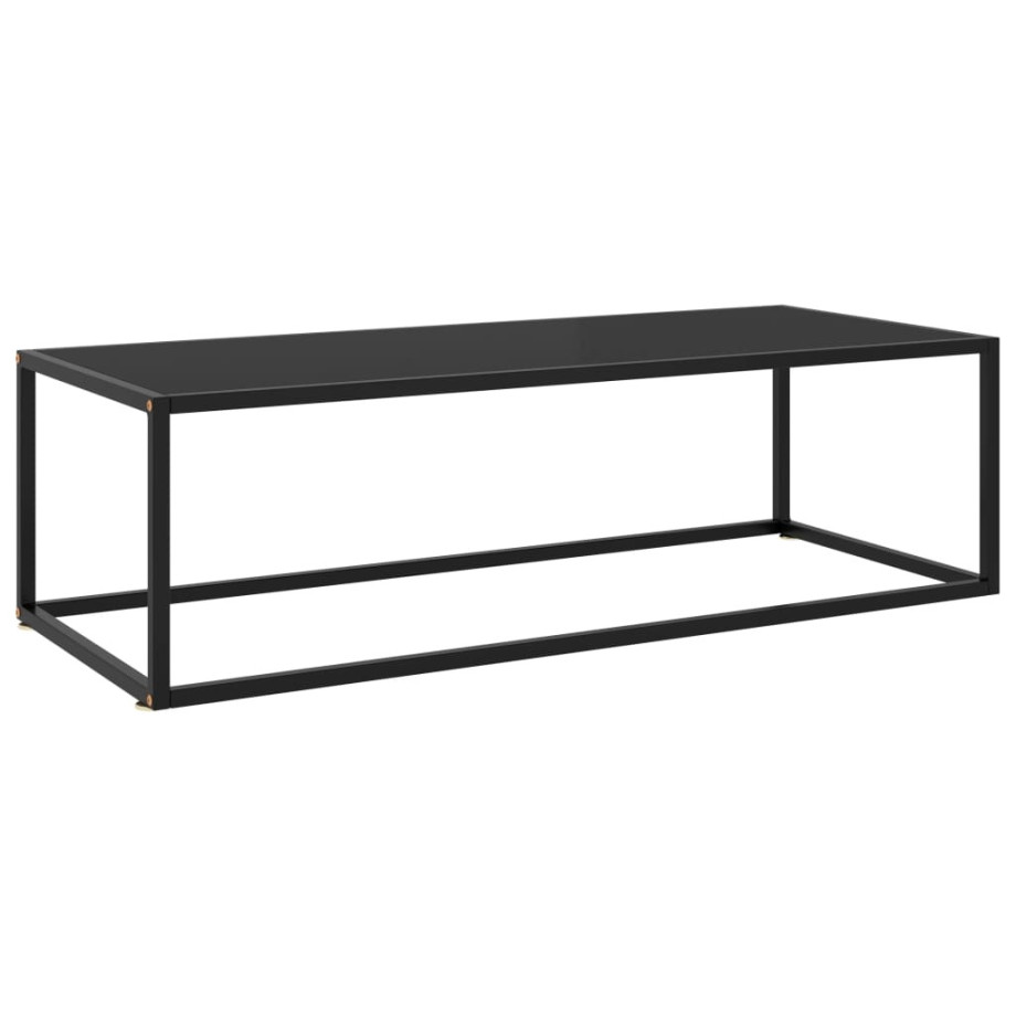 vidaXL Salontafel met zwart glas 120x50x35 cm zwart afbeelding 1