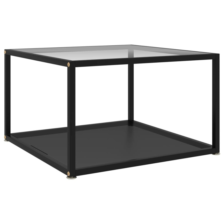 vidaXL Salontafel 60x60x35 cm gehard glas transparant en zwart vidaXL Salontafel 60x60x35 cm gehard glas transparant en zwart afbeelding 1