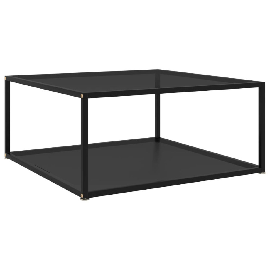 vidaXL Salontafel 80x80x35 cm gehard glas zwart afbeelding 1