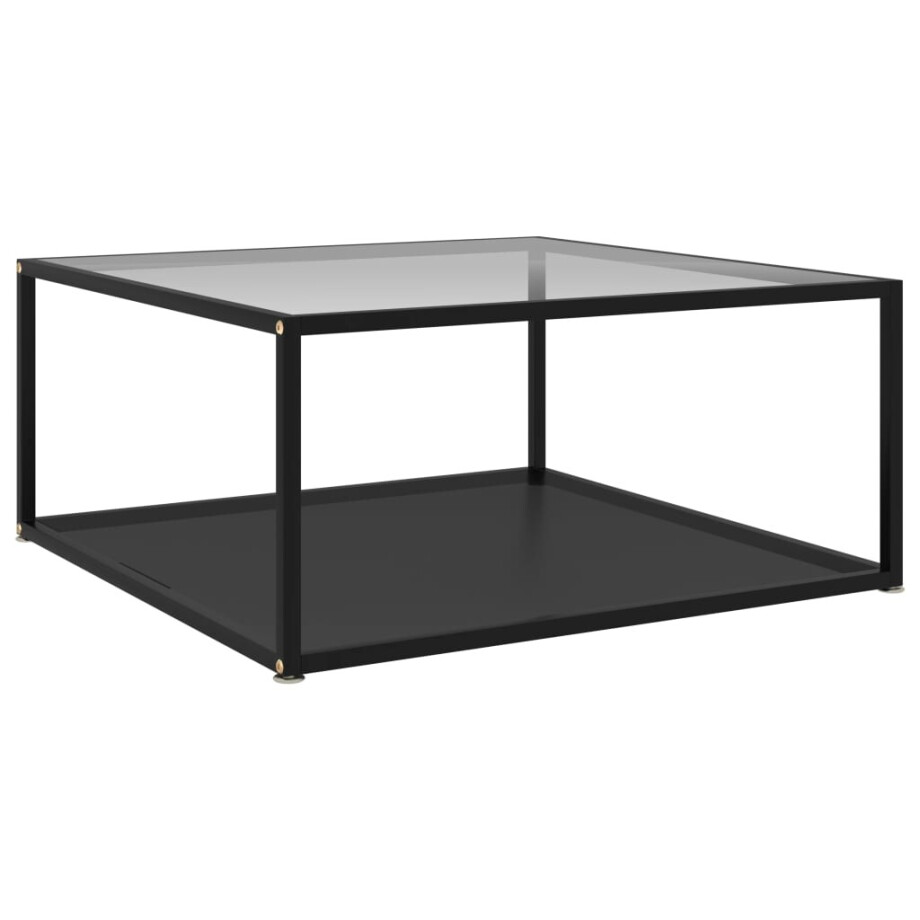 vidaXL Salontafel 80x80x35 cm gehard glas transparant en zwart vidaXL Salontafel 80x80x35 cm gehard glas transparant en zwart afbeelding 1