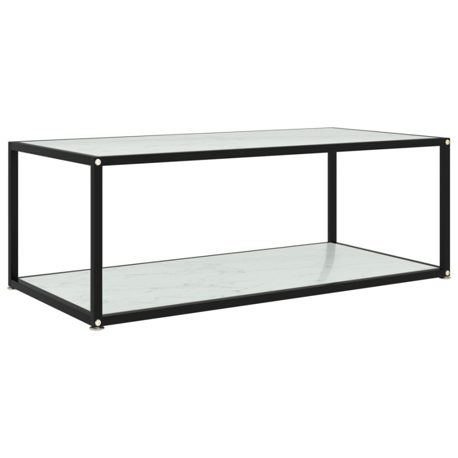 vidaXL Salontafel 100x50x35 cm gehard glas wit afbeelding 1