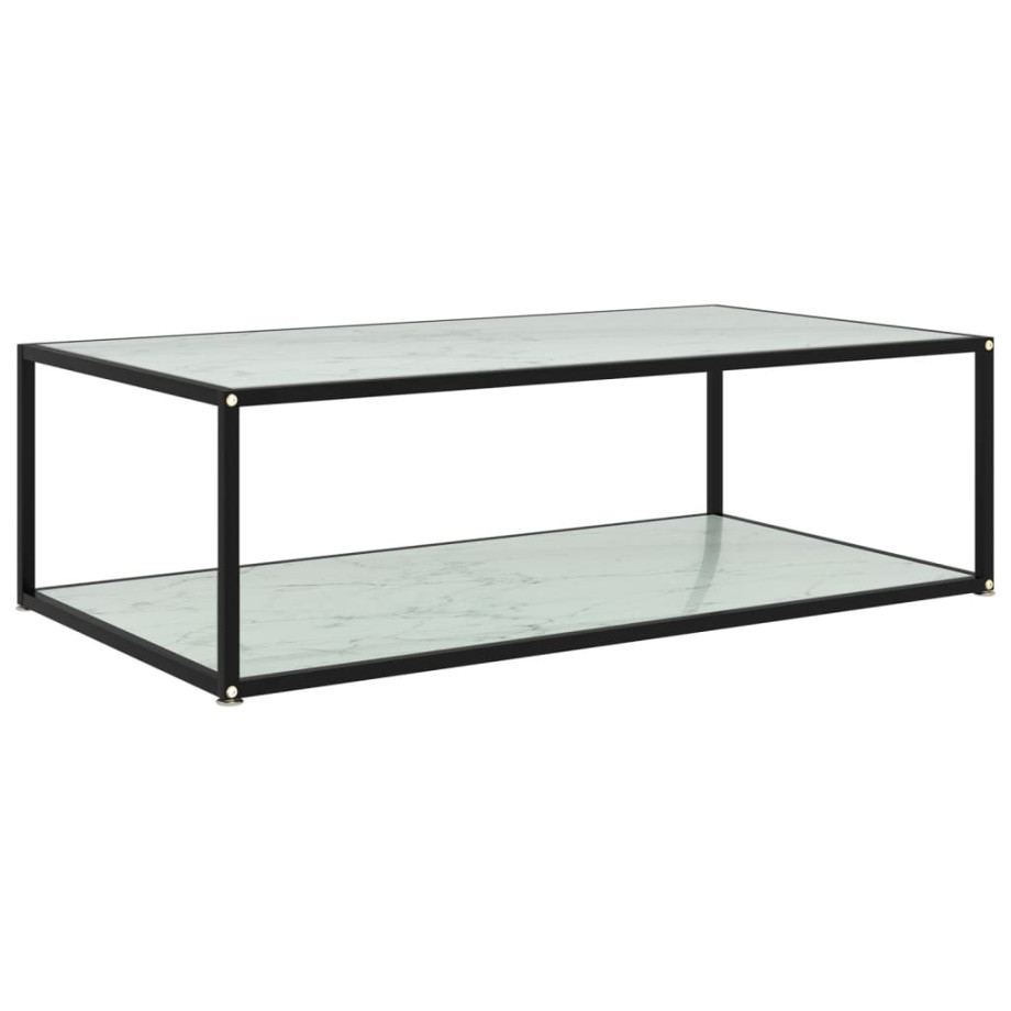 vidaXL Salontafel 120x60x35 cm gehard glas wit afbeelding 1