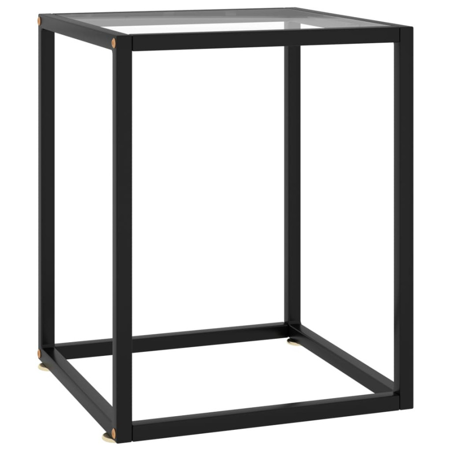 vidaXL Salontafel met gehard glas 40x40x50 cm zwart afbeelding 1