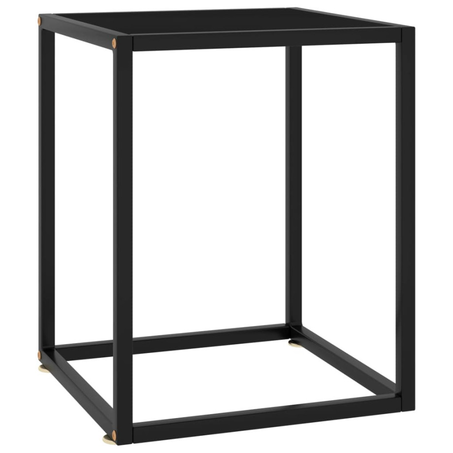 vidaXL Salontafel met zwart glas 40x40x50 cm zwart afbeelding 1