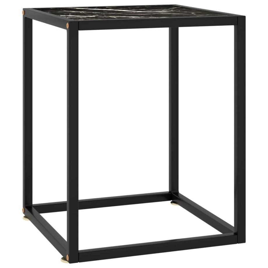 vidaXL Salontafel met zwart marmerglas 40x40x50 cm zwart afbeelding 1