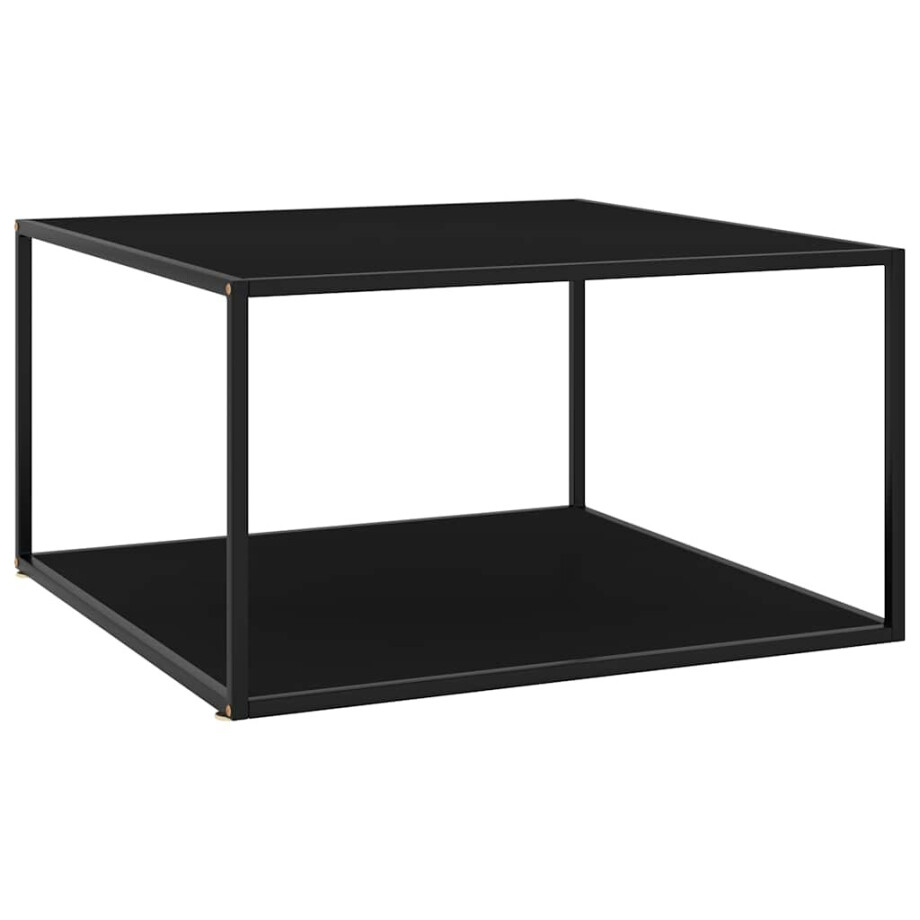 vidaXL Salontafel met zwart glas 90x90x50 cm zwart afbeelding 1