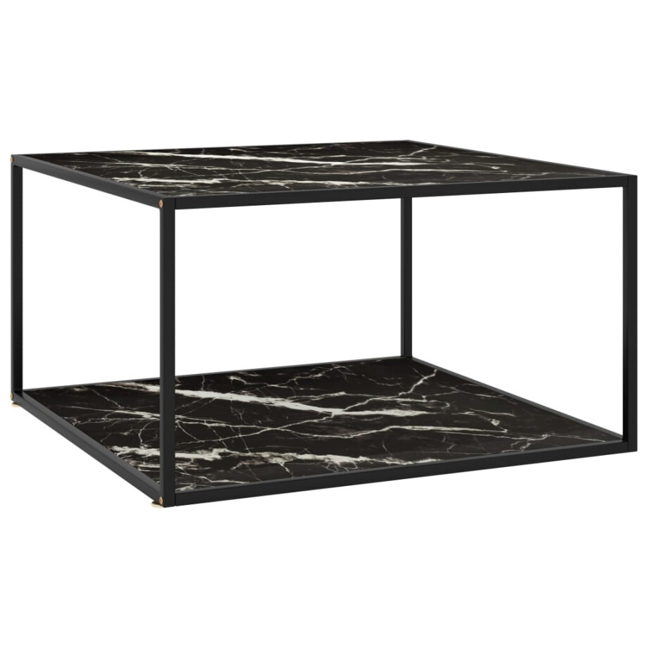vidaXL Salontafel met zwart marmerglas 90x90x50 cm zwart afbeelding 1