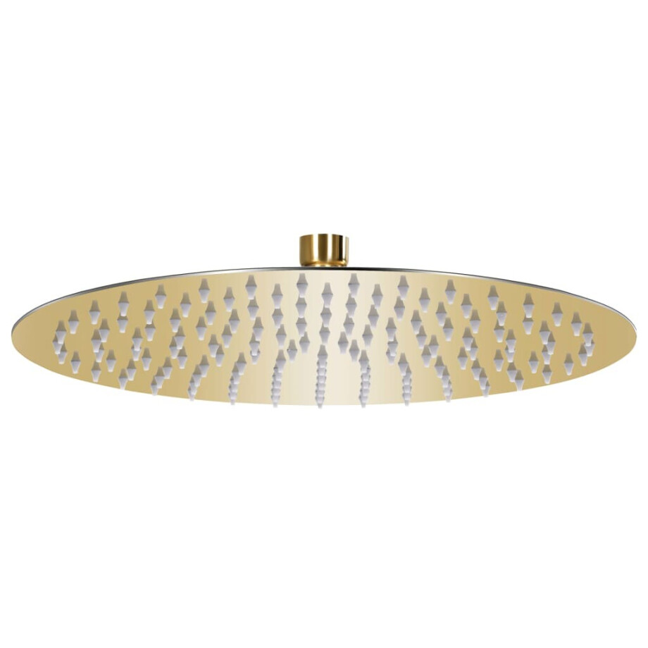 vidaXL Regendouchekop rond 30 cm roestvrij staal goudkleurig afbeelding 1