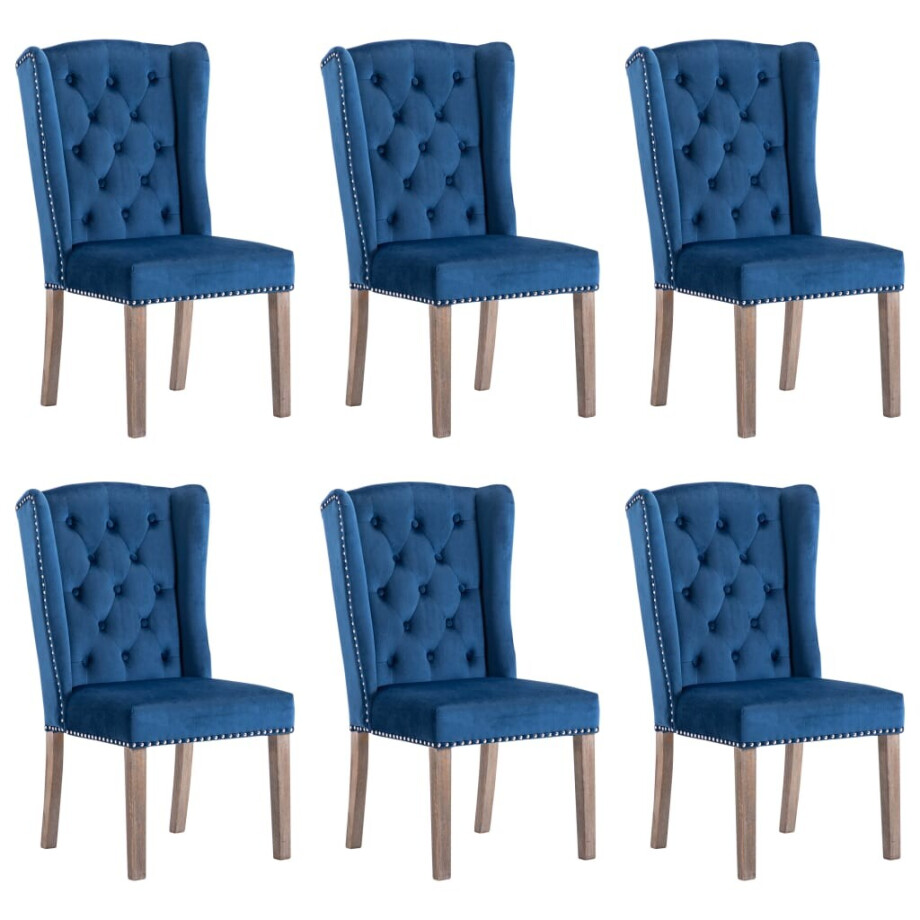 vidaXL Eetkamerstoelen 6 st fluweel blauw afbeelding 1
