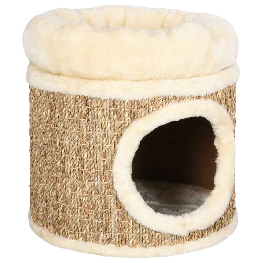 vidaXL Kattenhuis met luxe kussen 33 cm zeegras afbeelding 1