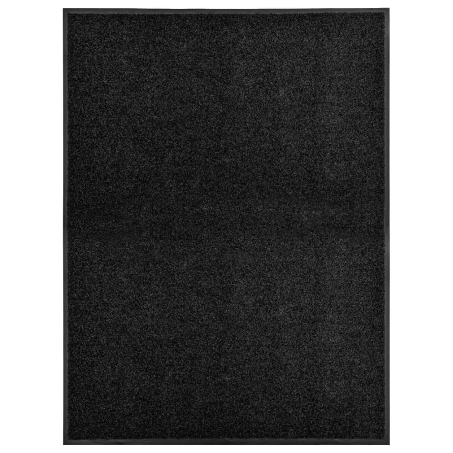 vidaXL Deurmat wasbaar 90x120 cm zwart afbeelding 1