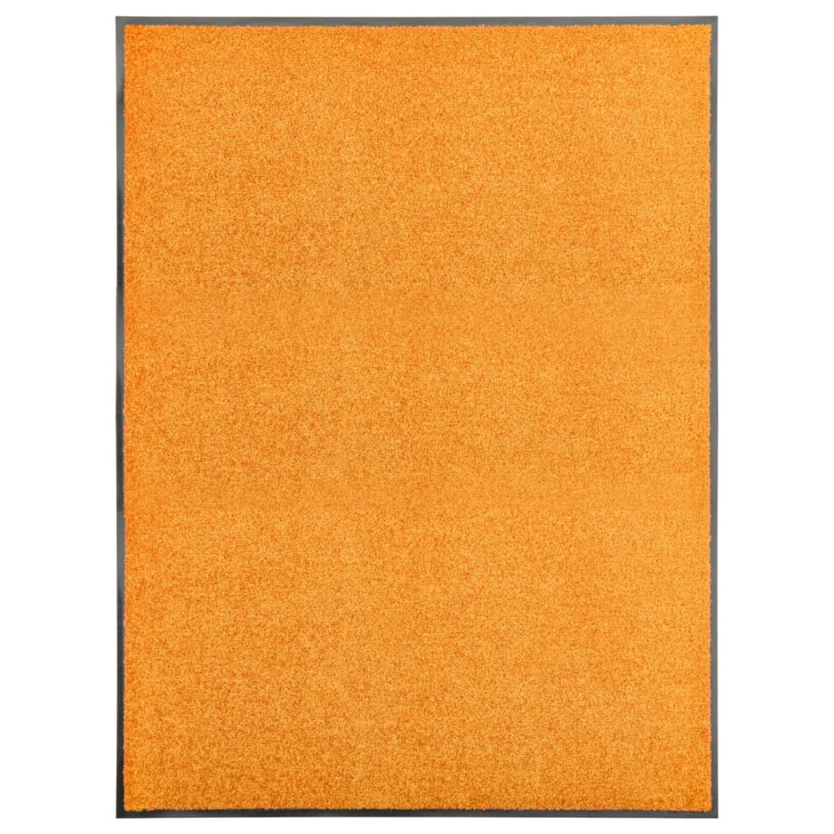 vidaXL Deurmat wasbaar 90x120 cm oranje afbeelding 1
