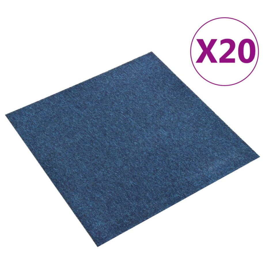 vidaXL Tapijttegels 20 st 5 m² 50x50 cm donkerblauw afbeelding 1