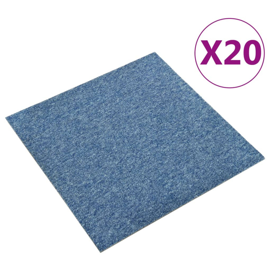 vidaXL Tapijttegels 20 st 5 m² 50x50 cm blauw afbeelding 1