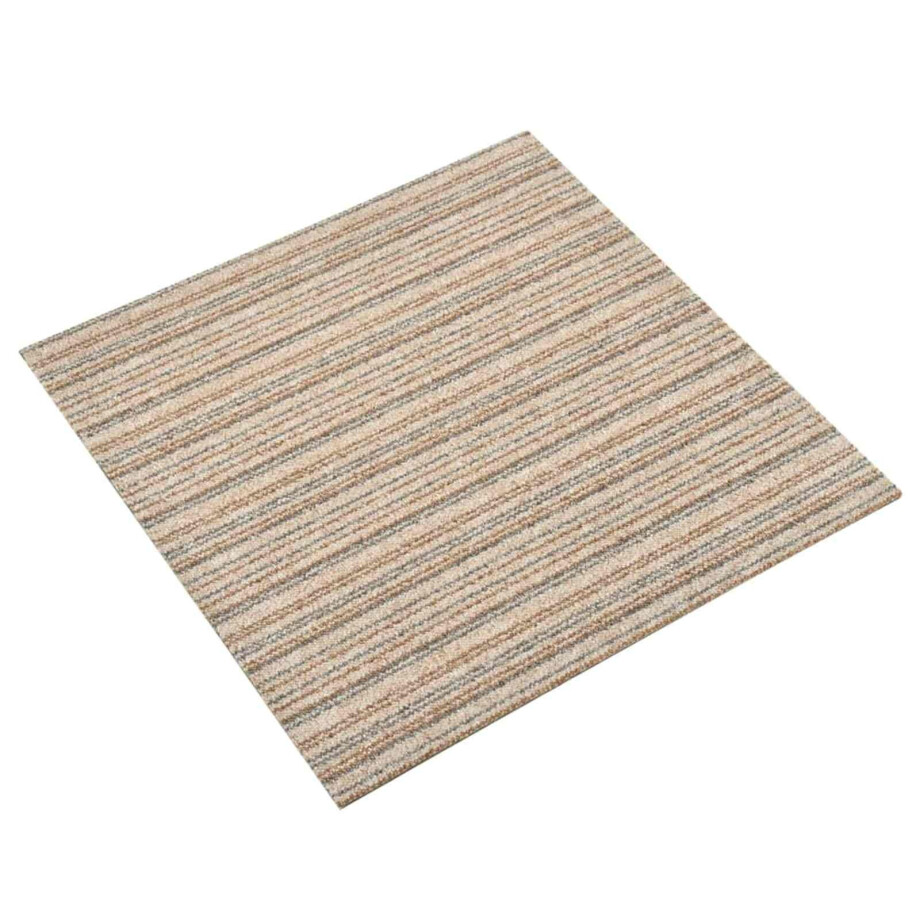 vidaXL Tapijt 20 pcs Gestreept Beige 50 x 50 cm 100% Polypropyleen afbeelding 1