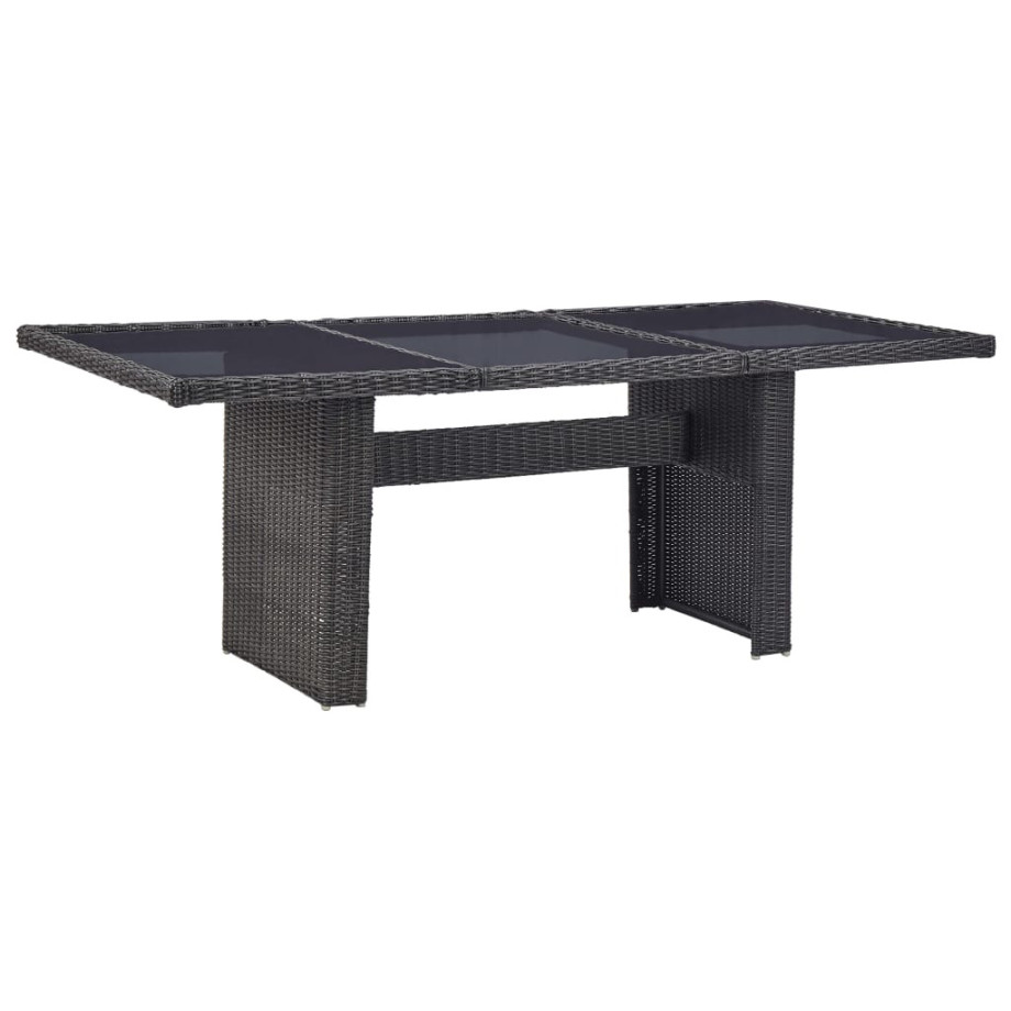 vidaXL Tuintafel 200x100x74 cm glas en poly rattan zwart afbeelding 1