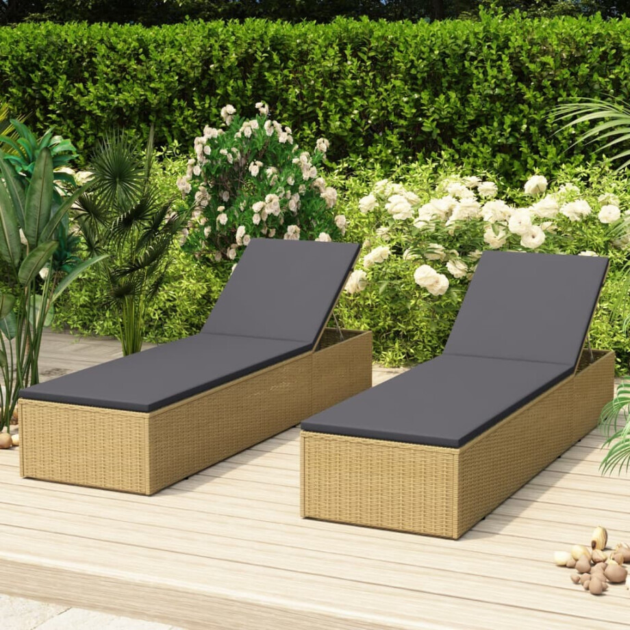 vidaXL Ligbed poly rattan bruin en donkergrijs afbeelding 1