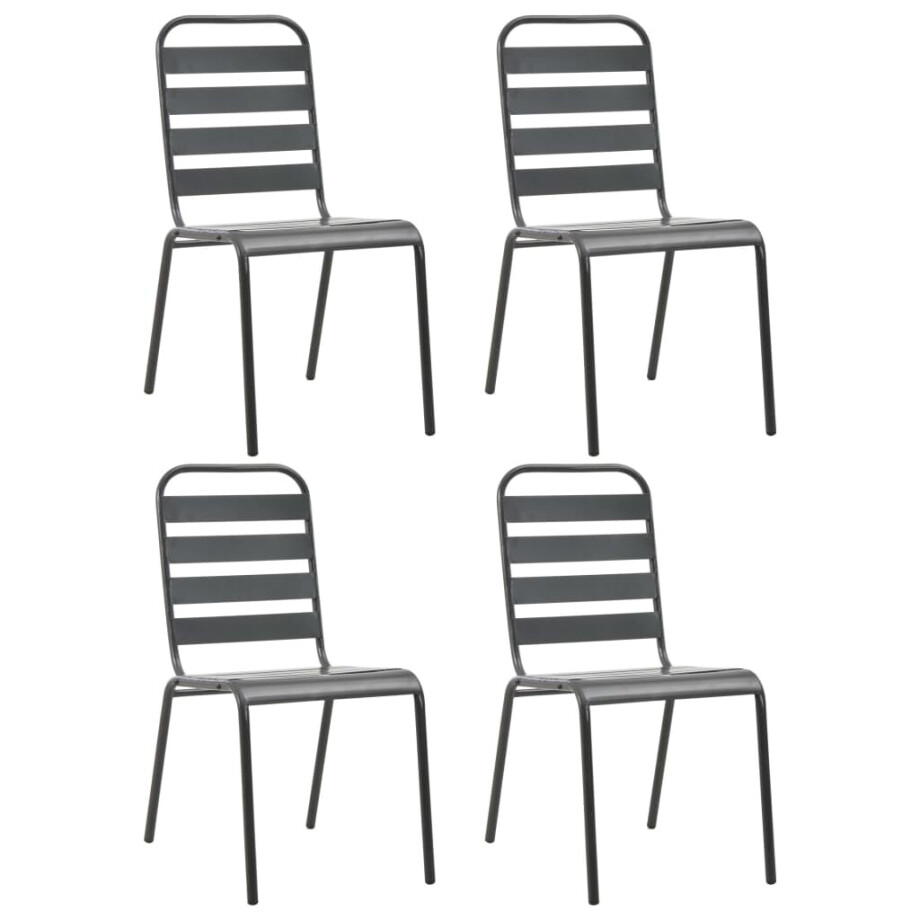 vidaXL Tuinstoelen 4 st gelat ontwerp staal donkergrijs afbeelding 1