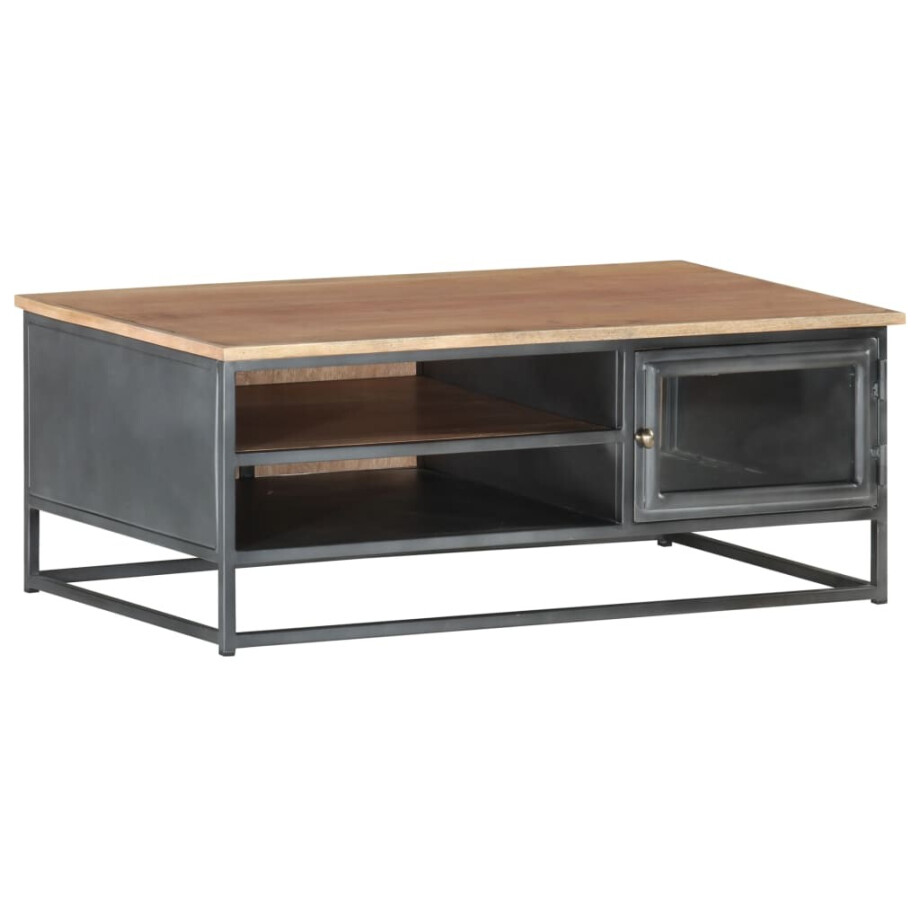 vidaXL Salontafel 90x50x35 cm massief acaciahout grijs vidaXL Salontafel 90x50x35 cm massief acaciahout grijs afbeelding 1