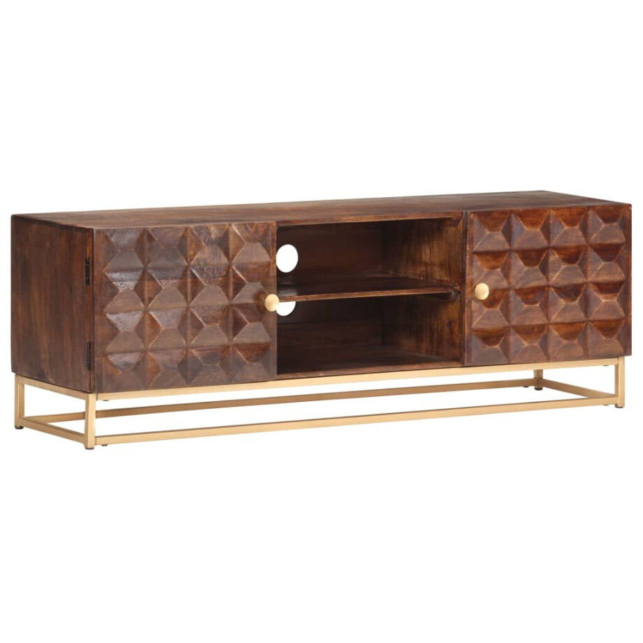 vidaXL Tv-meubel 124x29x45 cm massief mangohout vidaXL Tv-meubel 124x29x45 cm massief mangohout afbeelding