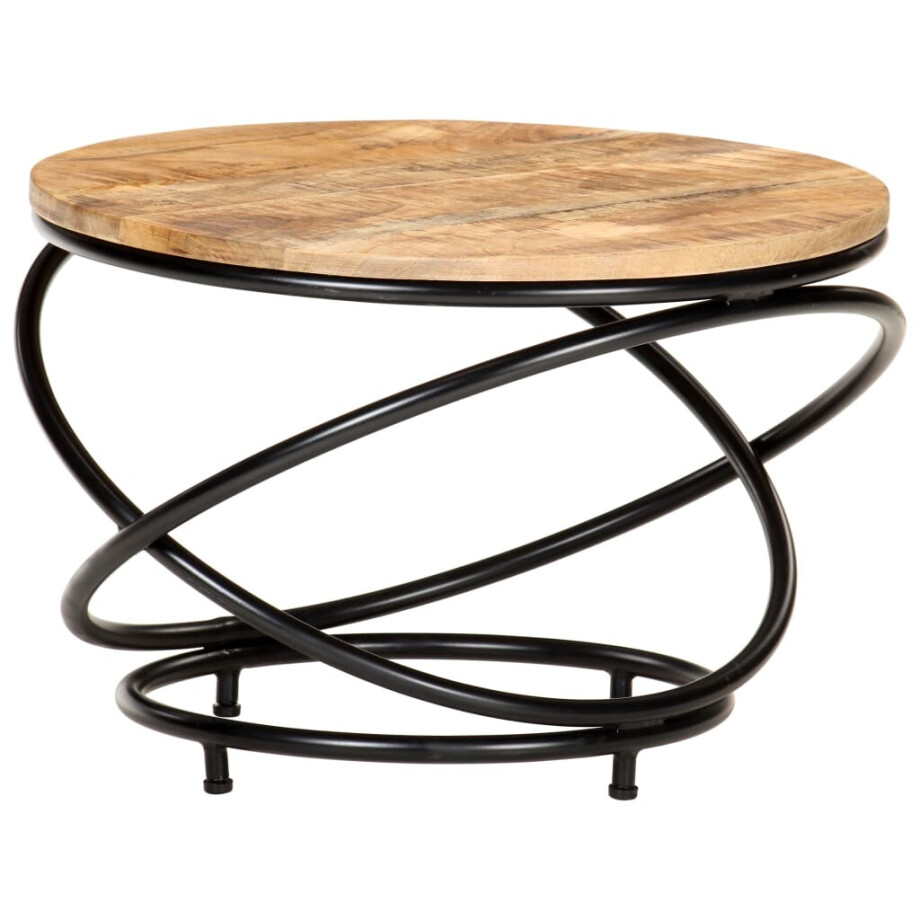 vidaXL Salontafel 60x60x40 cm massief ruw mangohout zwart afbeelding 1