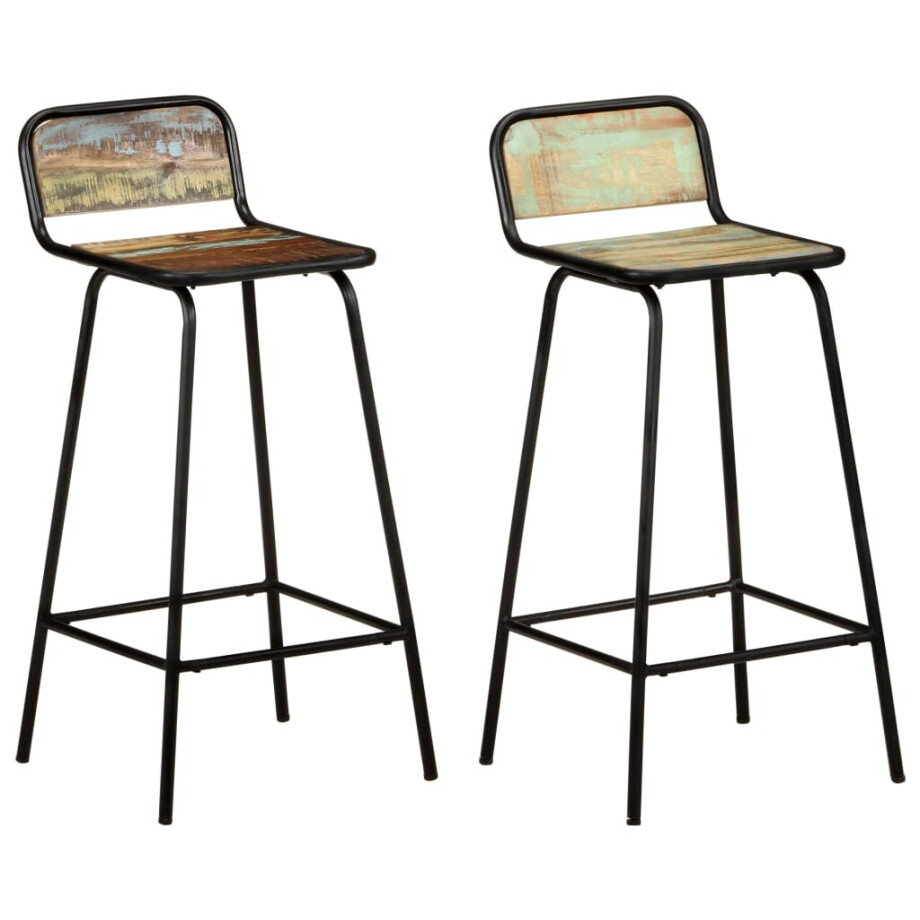 vidaXL Barstoelen 2 st massief gerecycled hout afbeelding 1