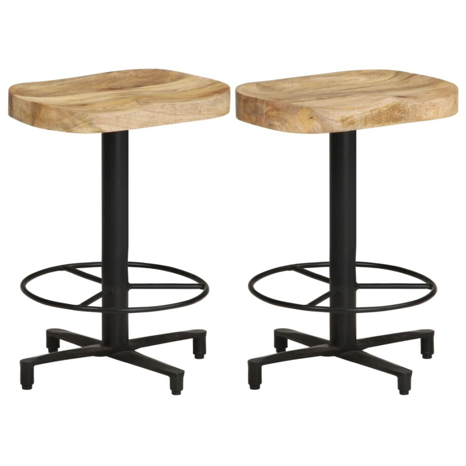 vidaXL Barkrukken 2 st 52 cm massief mangohout afbeelding 1