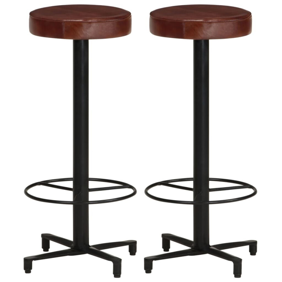 vidaXL Barkrukken 2 st 76 cm echt leer vidaXL Barkrukken 2 st 76 cm echt leer afbeelding 1