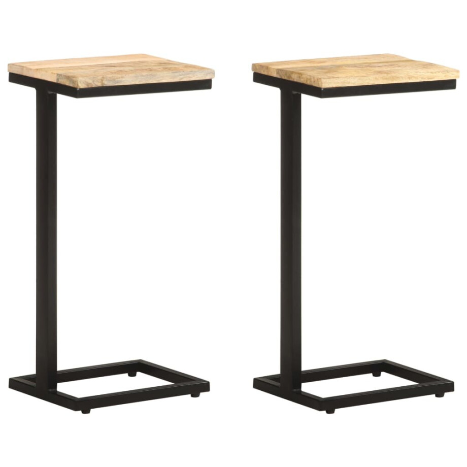 vidaXL Bijzettafels 2 st 31,5x24,5x64,5 cm ruw mangohout vidaXL Bijzettafels 2 st 31,5x24,5x64,5 cm ruw mangohout afbeelding 1
