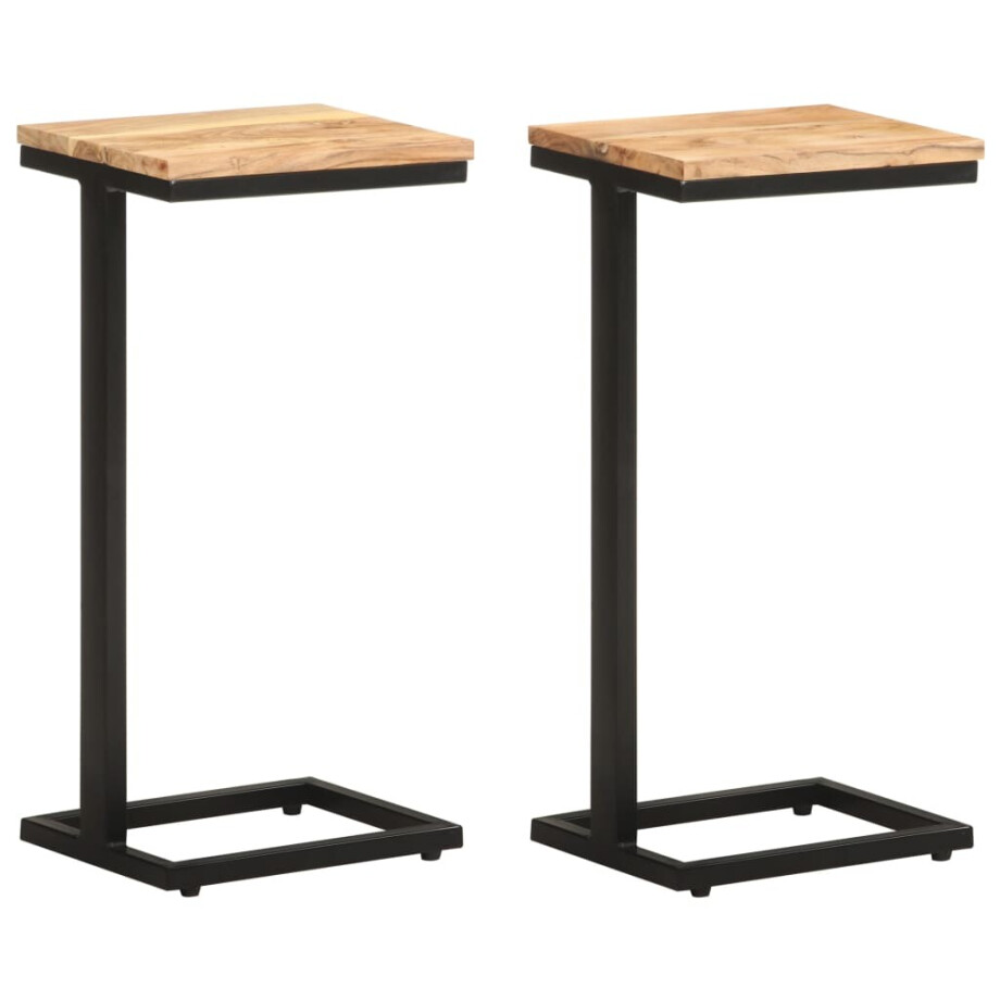 vidaXL Bijzettafels 2 st 31,5x24,5x64,5 cm massief acaciahout afbeelding 1
