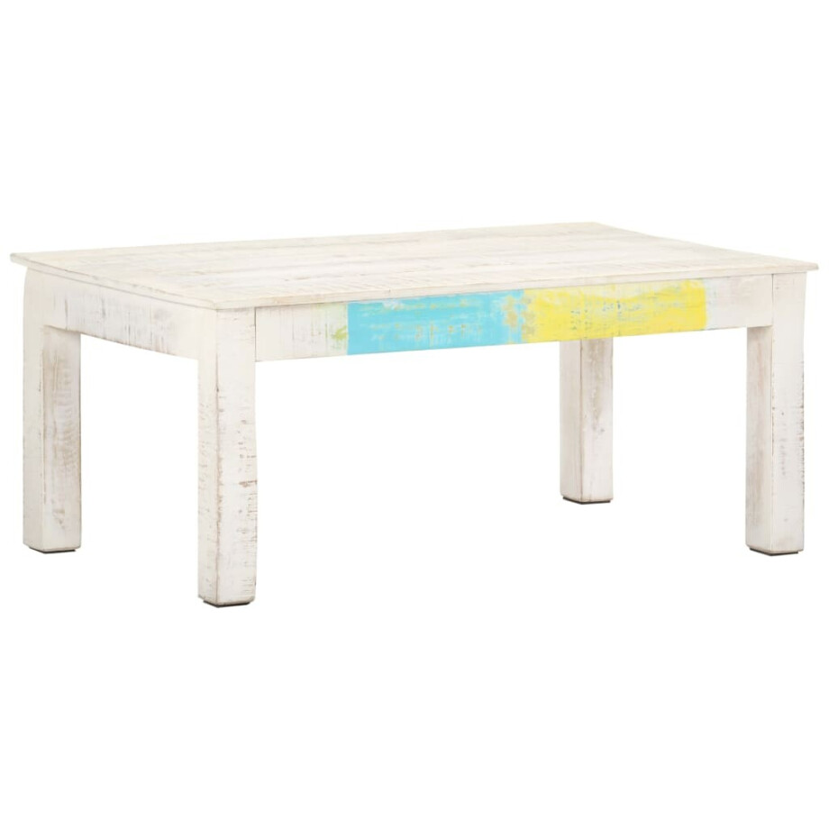 vidaXL Salontafel 110x60x45 cm massief mangohout wit afbeelding 1