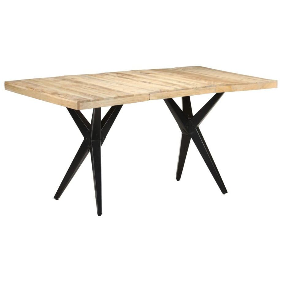 vidaXL Eettafel 160x80x76 cm ruw mangohout vidaXL Eettafel 160x80x76 cm ruw mangohout afbeelding 1