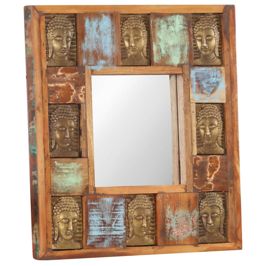 vidaXL Spiegel boeddha 50x50 cm massief gerecycled hout afbeelding 1
