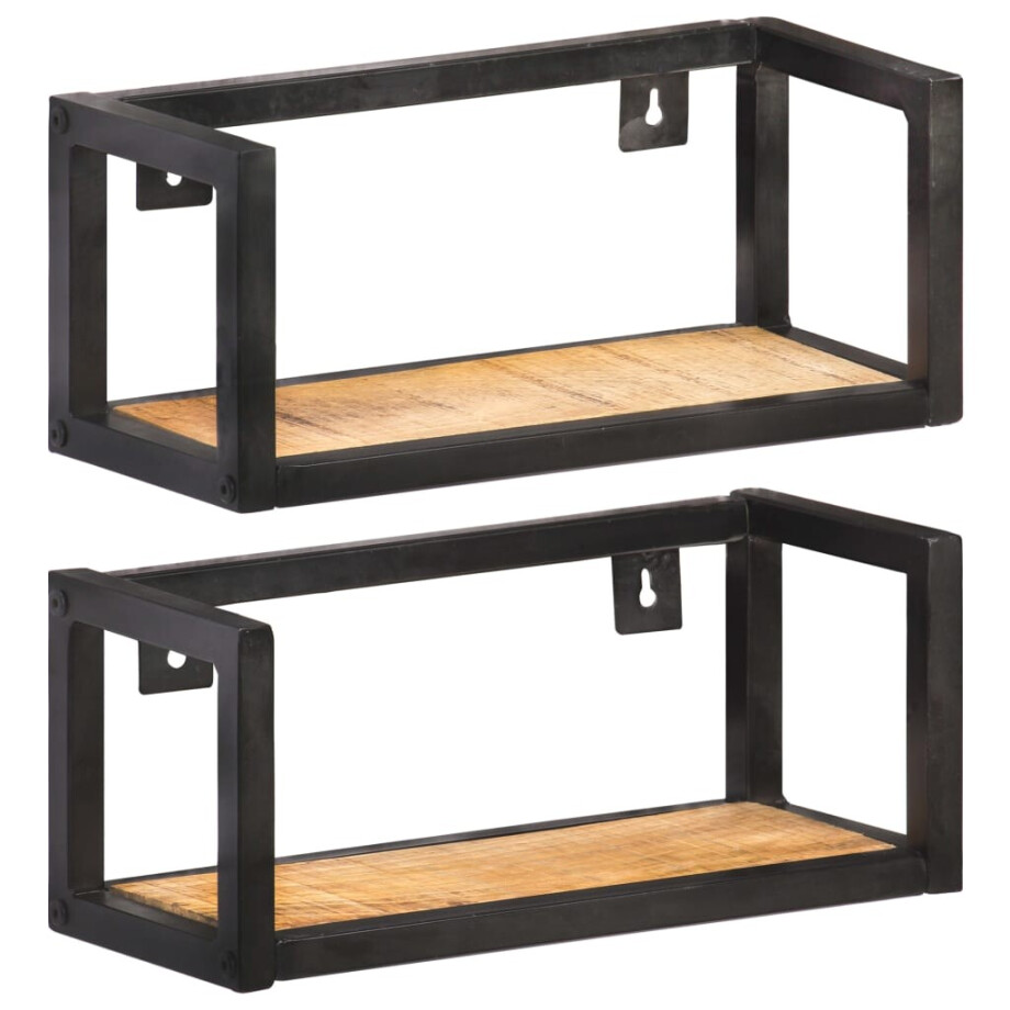 vidaXL Wandschappen 2 st 40 cm ruw mangohout afbeelding 1