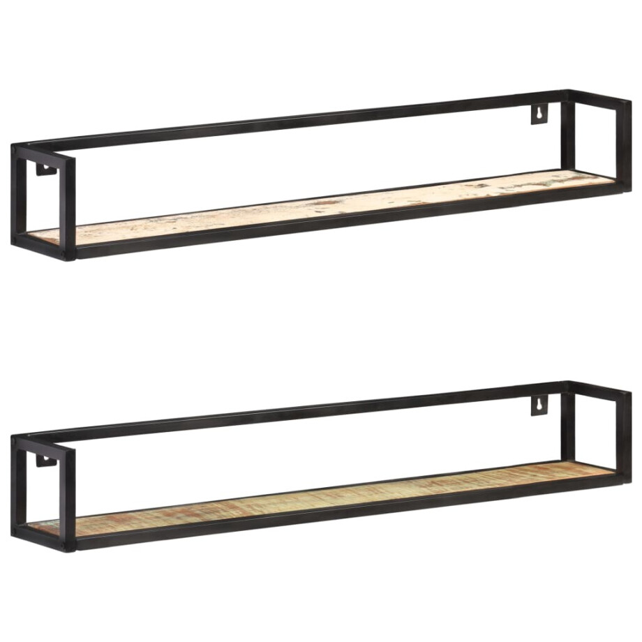vidaXL Wandschappen 2 st 120 cm massief gerecycled hout vidaXL Wandschappen 2 st 120 cm massief gerecycled hout afbeelding 1