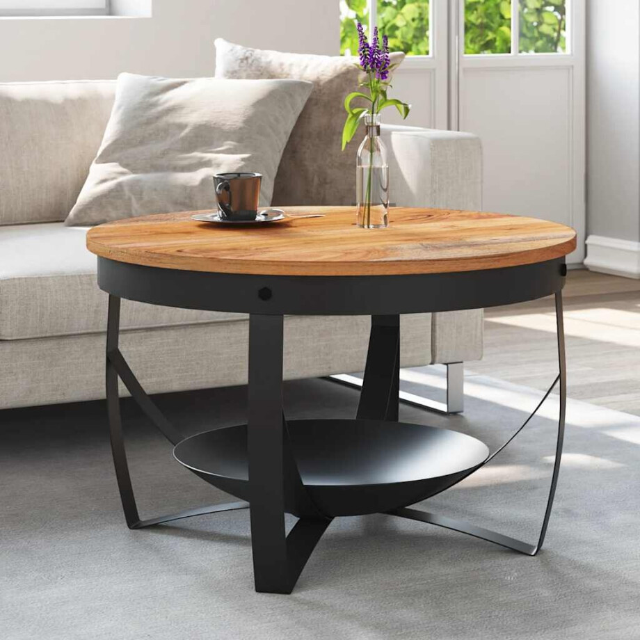 vidaXL Salontafel Ø 68x43 cm massief acaciahout vidaXL Salontafel Ø 68x43 cm massief acaciahout afbeelding 1