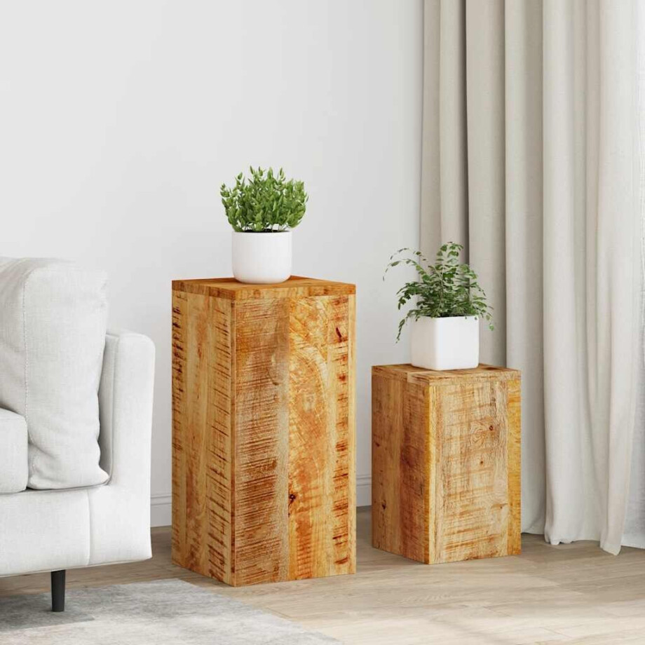 vidaXL Plantenstandaards 2 st massief mangohout afbeelding 1