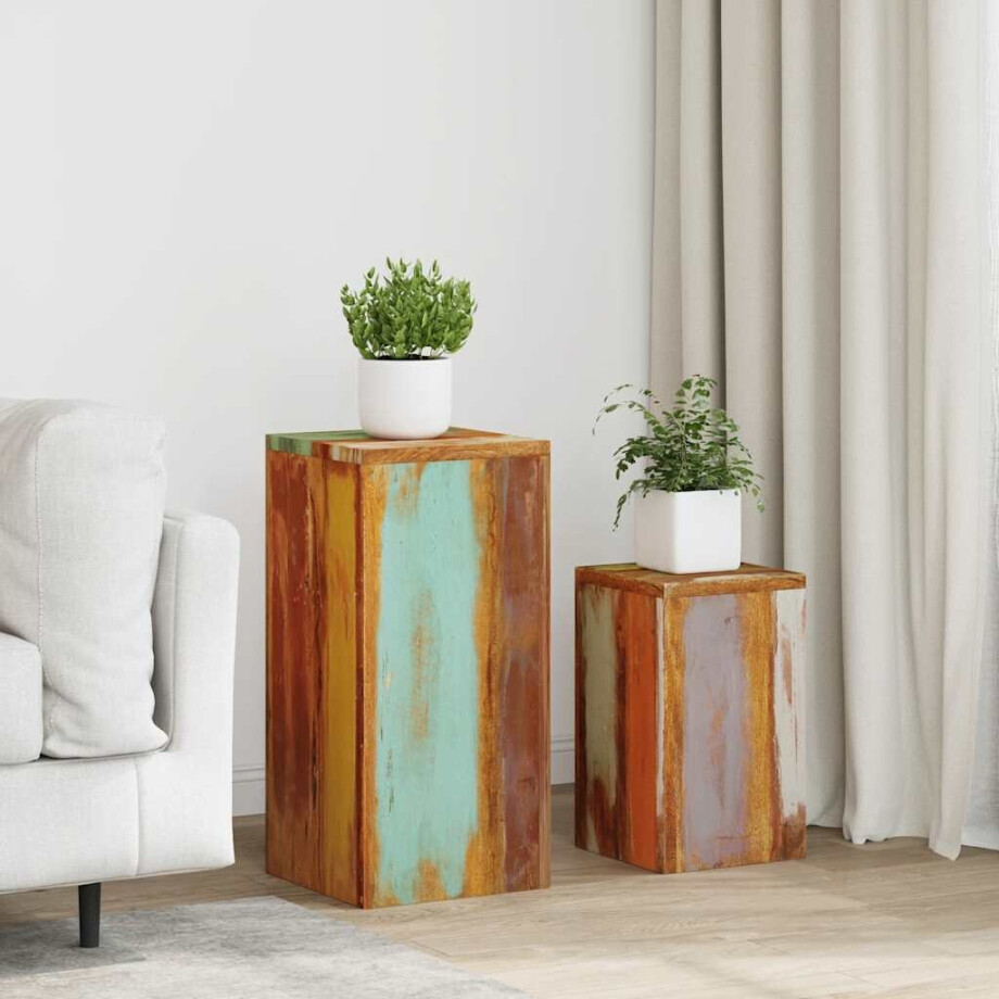vidaXL Plantenstandaards 2 st massief hergebruikt hout afbeelding 1