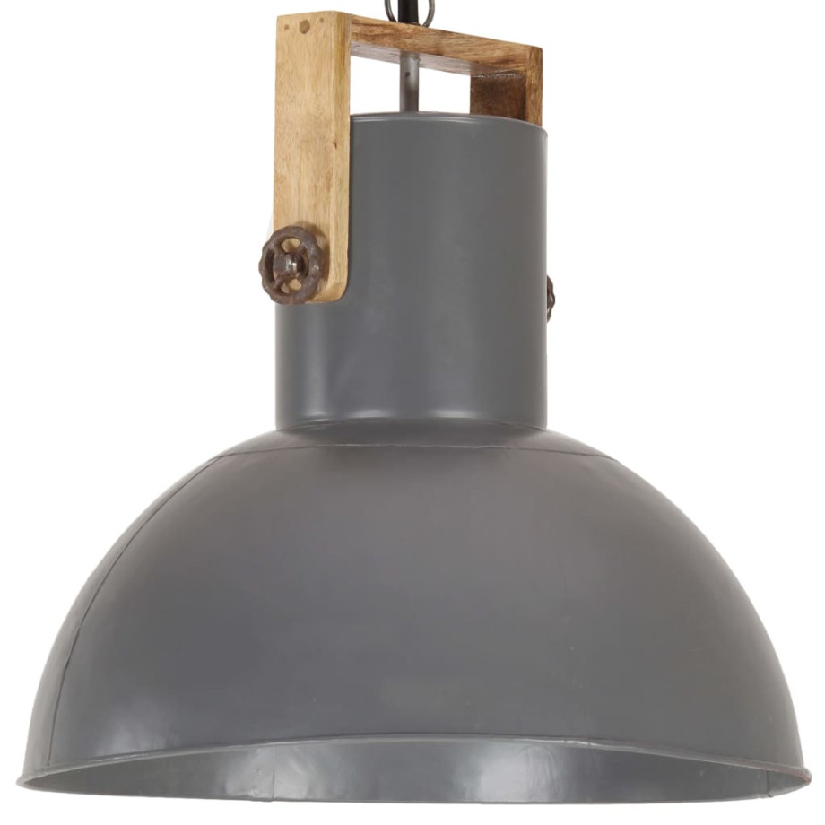vidaXL Hanglamp industrieel rond 25 W E27 52 cm mangohout grijs afbeelding 1