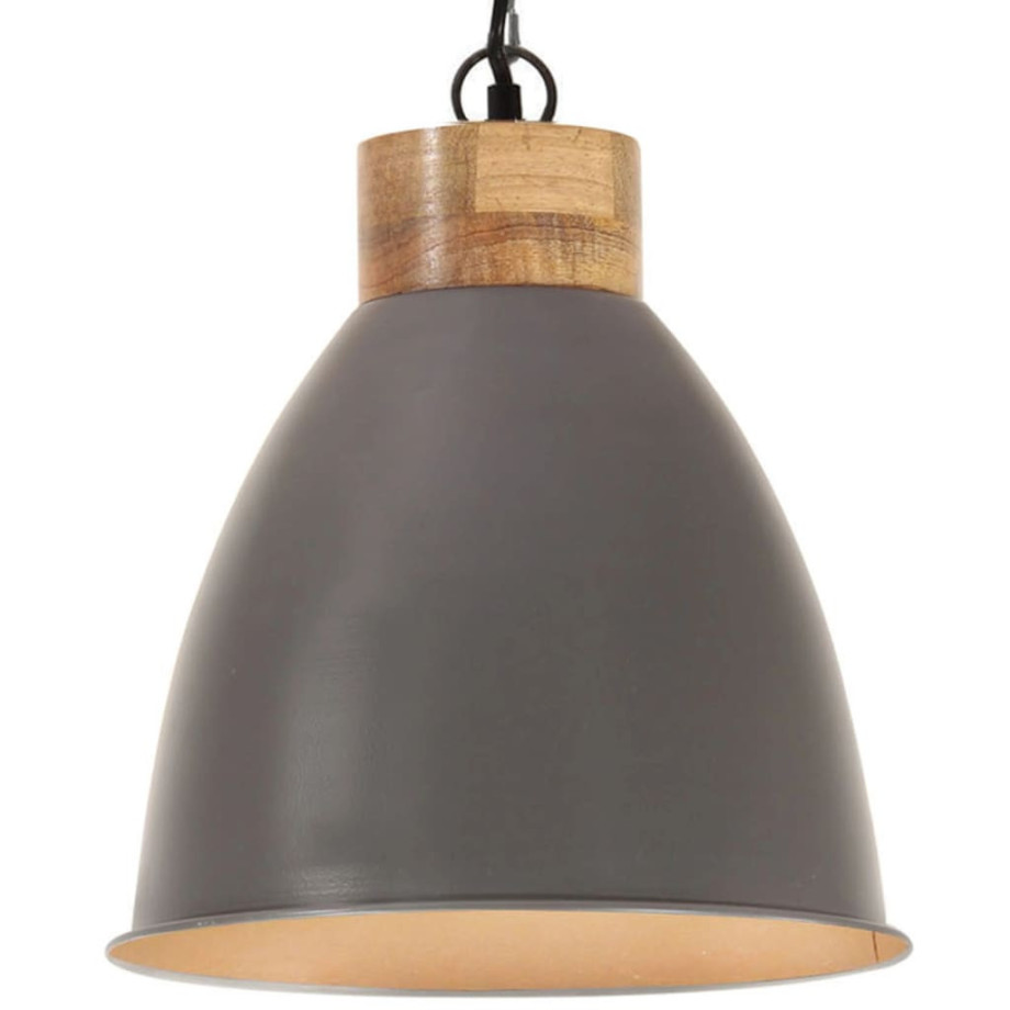 vidaXL Hanglamp industrieel E27 35 cm ijzer en massief hout grijs afbeelding 1