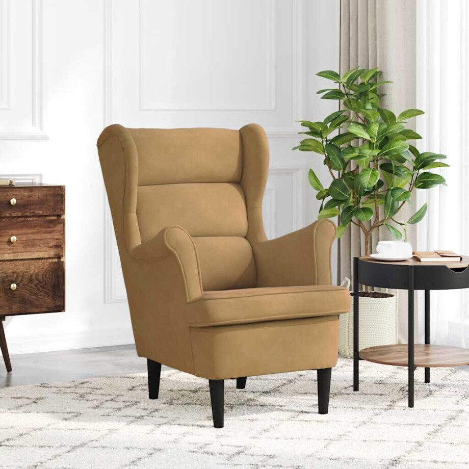 vidaXL Fauteuil fluweel bruin afbeelding 1