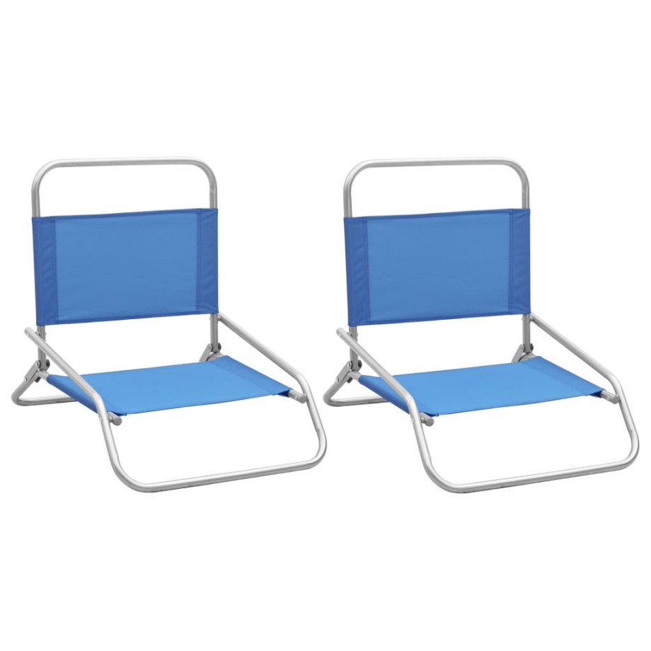 vidaXL Strandstoelen 2 st inklapbaar stof blauw afbeelding 1