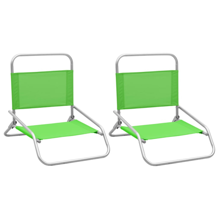 vidaXL Strandstoelen 2 st inklapbaar stof groen afbeelding 1