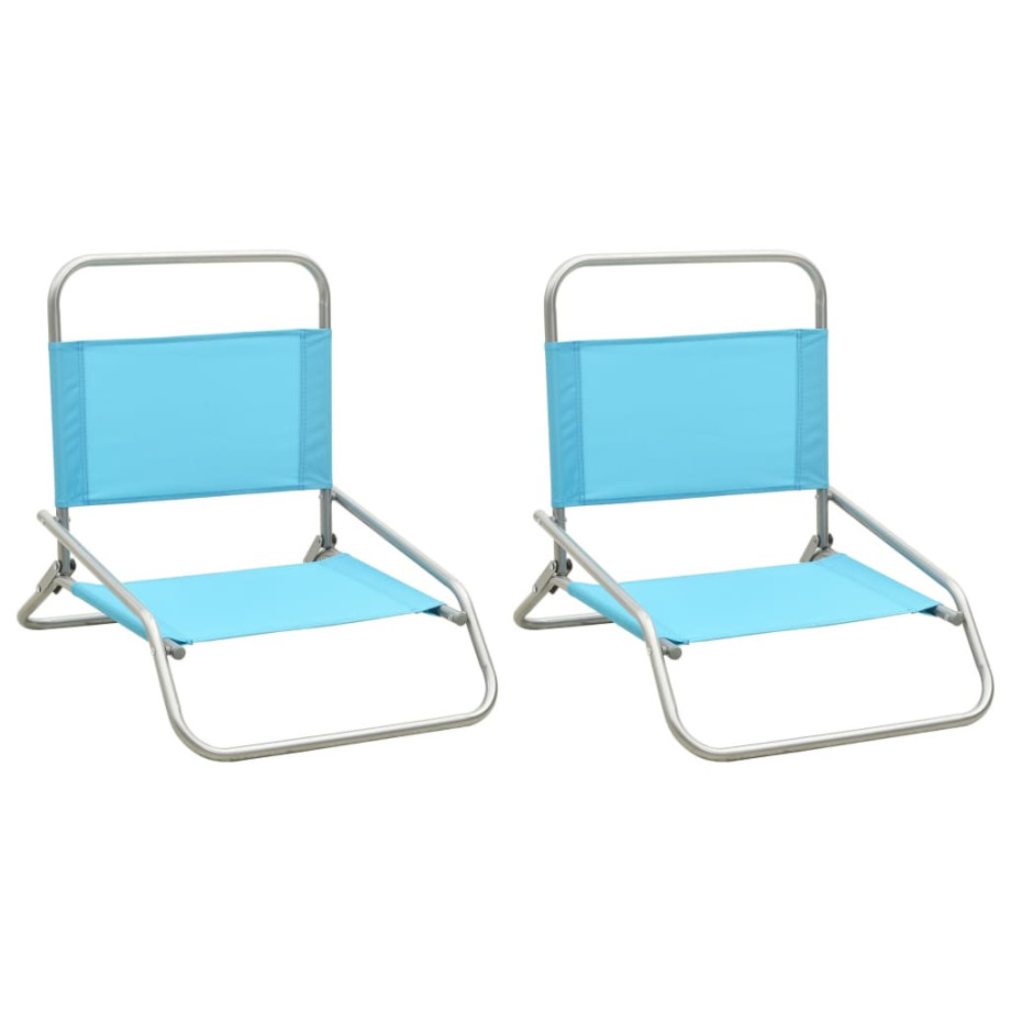 vidaXL Strandstoelen 2 st inklapbaar stof turquoise afbeelding 1