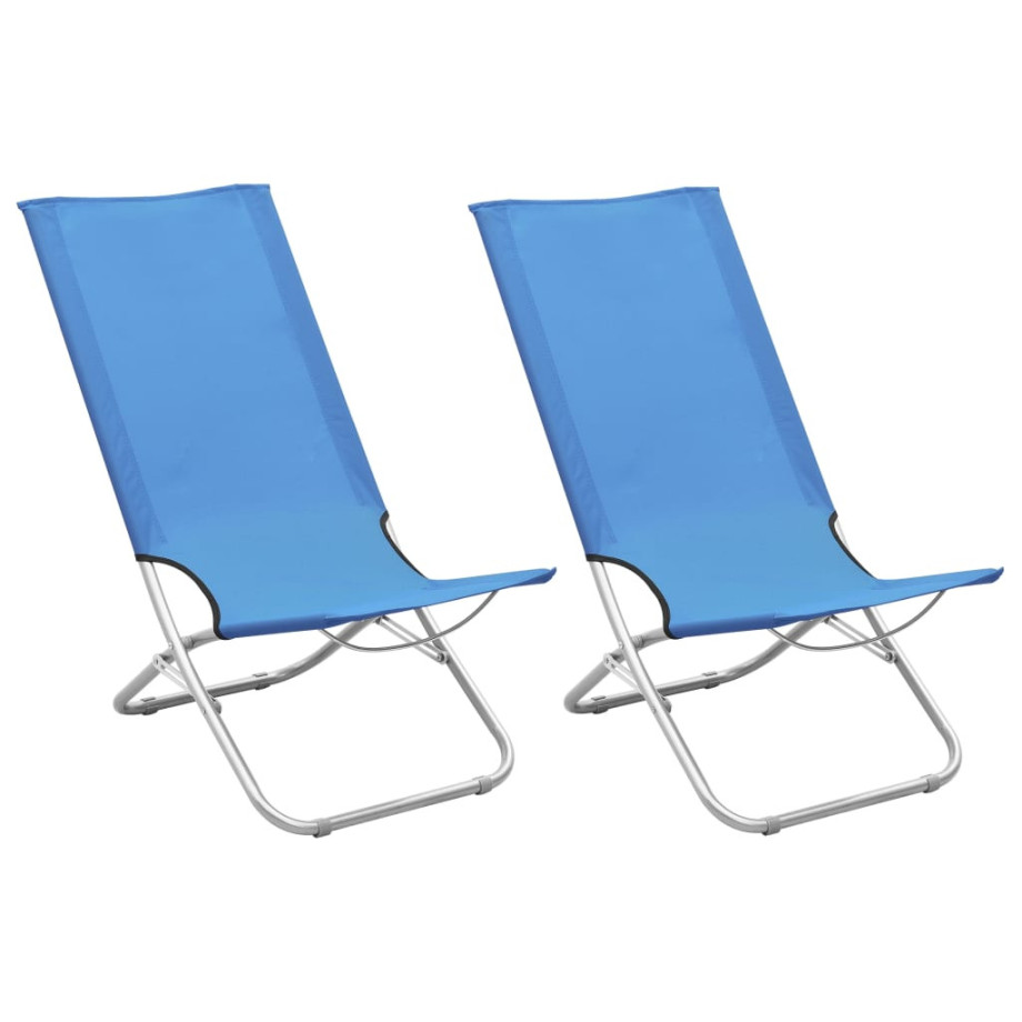 vidaXL Strandstoelen 2 st inklapbaar stof blauw afbeelding 1