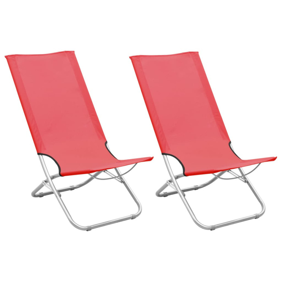vidaXL Strandstoelen 2 st inklapbaar stof rood afbeelding 1